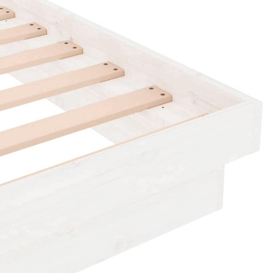 VidaXL Bedframe Grenenhout Wit 204 x 93.5 x 21 cm Geschikt voor 90 x 200 cm matras Bed