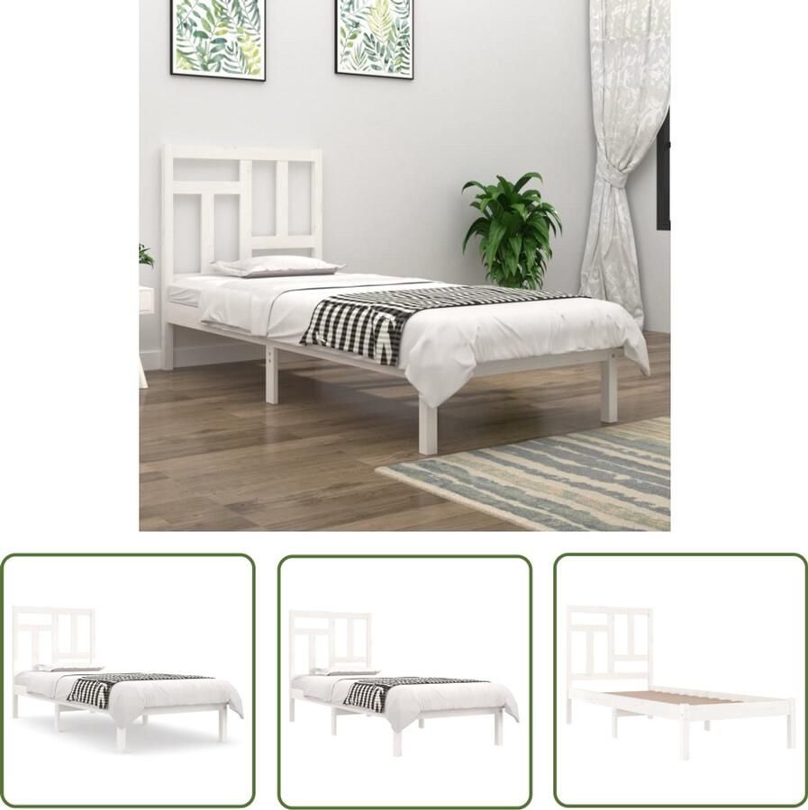 VidaXL Bedframe Grenenhout Wit 90x190 cm Houten Bedframe Wit Bedframe Enkel Bed Modern Bed Design Bed Grenenhout Bedframe