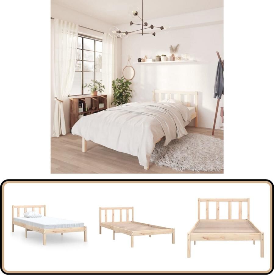 VidaXL Bedframe Grenenhout Zwart 75x190 cm Bed Frame Grenenhout Bed Tweepersoons Bed Enkelbed Modern Bed Design Bed Online Kopen