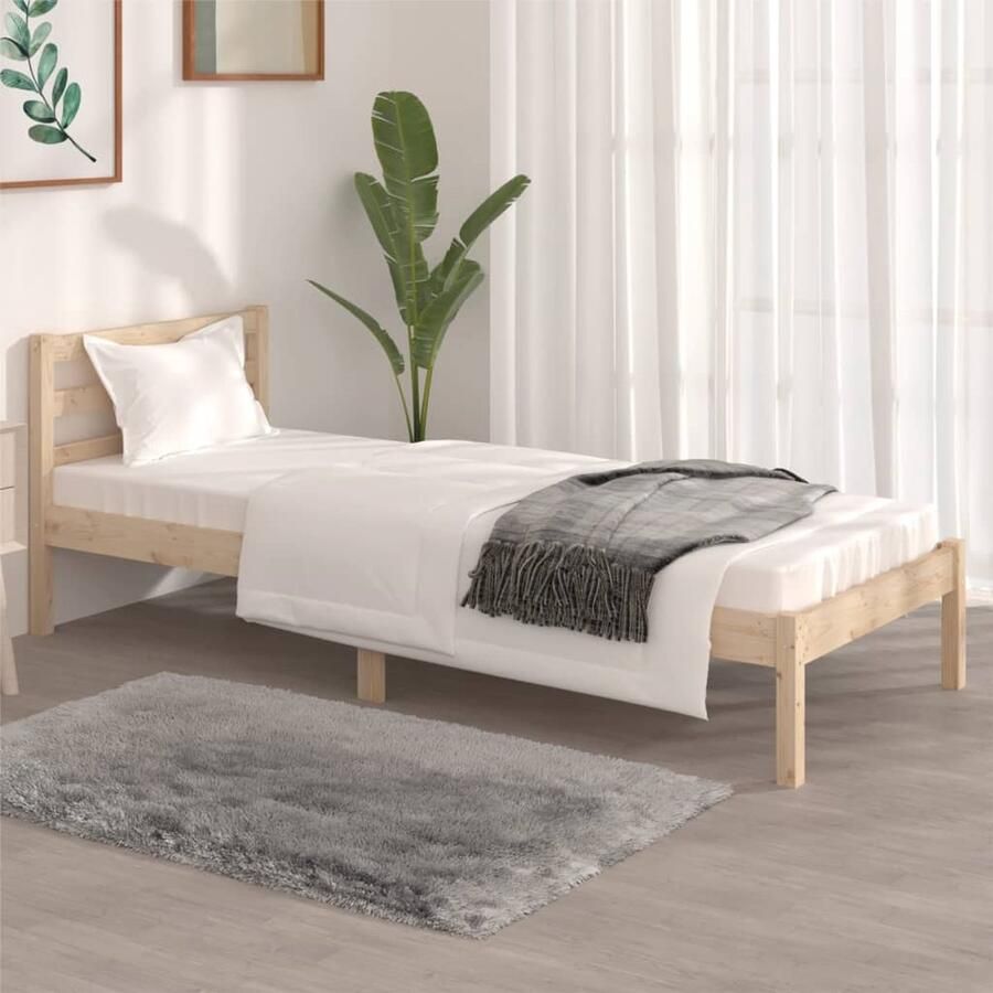 VidaXL Bedframe Grenenhout Zwart 75x190 cm Houten Bed Frame Grenenhout Bed Frame Rustic Bed Frame Tweepersoons Bed Frame Compact Bed Frame Stapelbare Bed Frames Bed Frame Met Hoofdbord - Foto 2