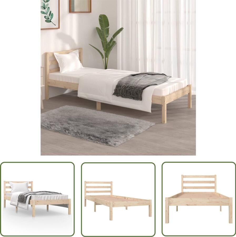VidaXL Bedframe Grenenhout Zwart 75x190 cm Houten Bed Frame Grenenhout Bed Frame Rustic Bed Frame Tweepersoons Bed Frame Compact Bed Frame Stapelbare Bed Frames Bed Frame Met Hoofdbord
