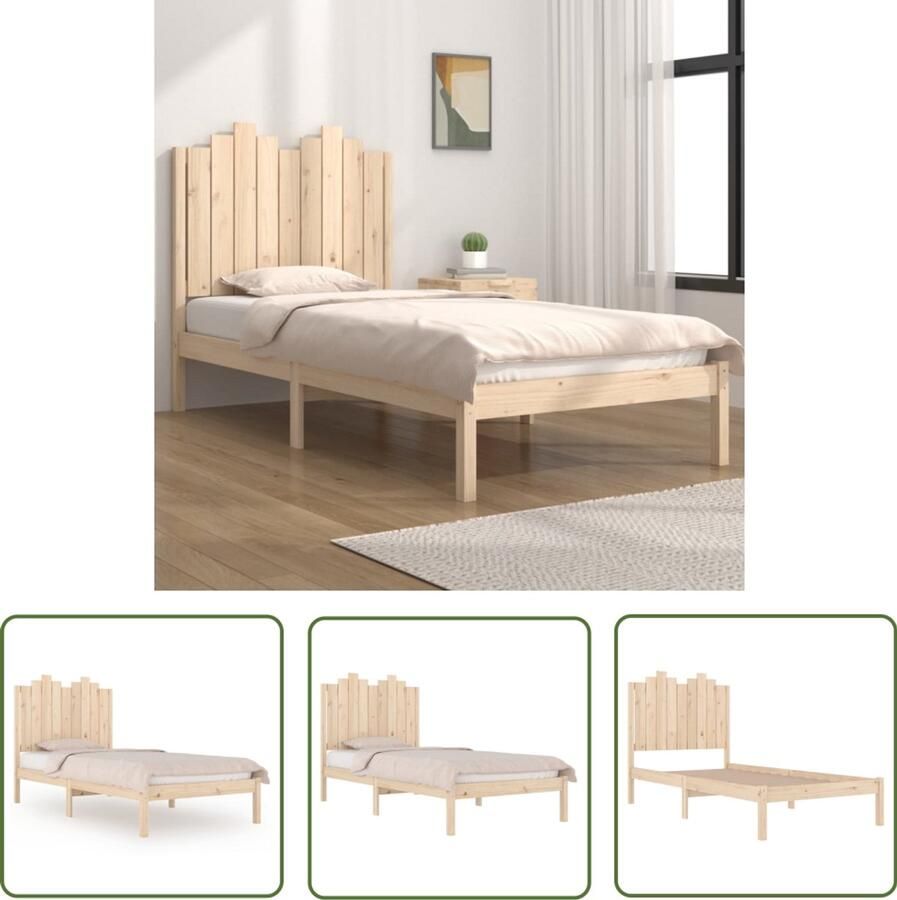 VidaXL Bedframe Grenenhout Zwart 75x190 cm Houten Bed Frame Klassiek Bed Grenenhout Bed Enkel Bed Klein Tweepersoonsbed Boxspring Bed