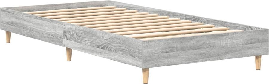 VidaXL Bedbodem Grijze Sonoma Bewerkt hout Massief hout 90 x 200 cm