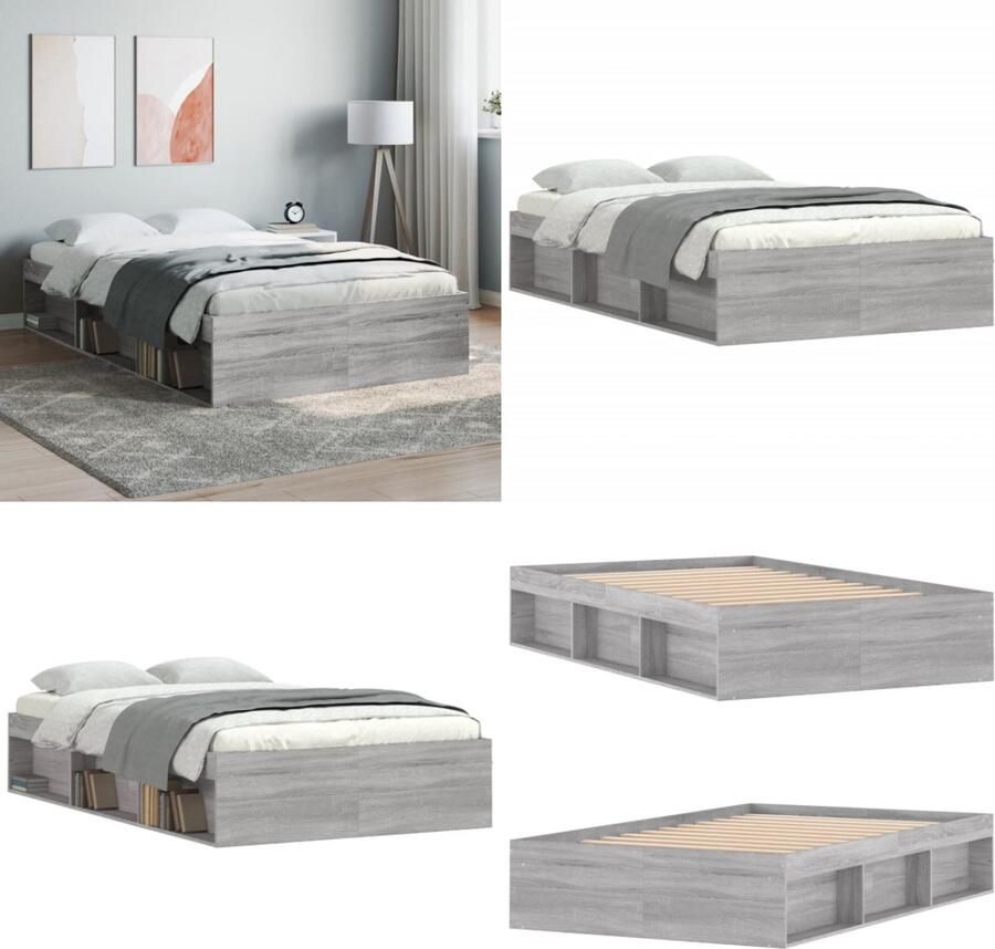VidaXL Bedframe grijs sonoma eikenkleurig 120x200 cm Bedframe Bed Bedbodem