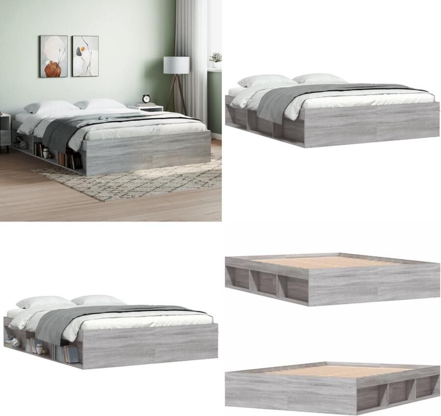 VidaXL Bedframe grijs sonoma eikenkleurig 140x190 cm Bedframe Bed Bedbodem