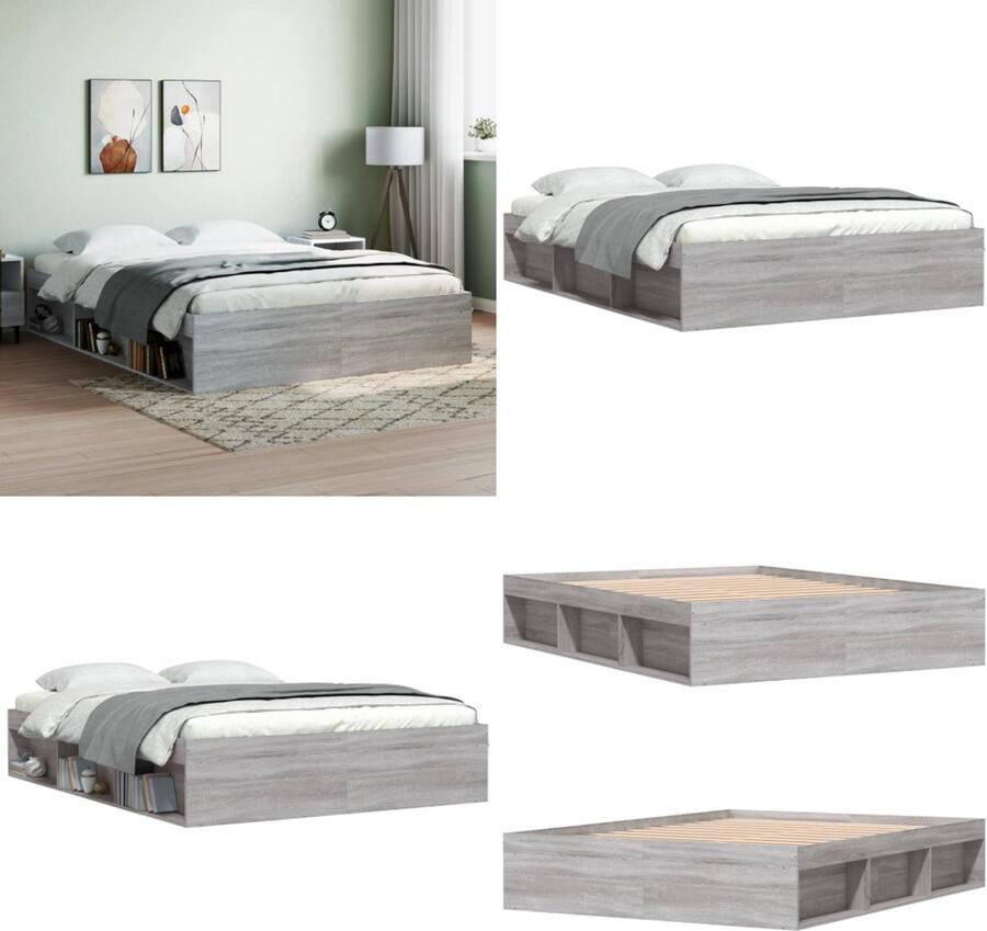 VidaXL Bedframe grijs sonoma eikenkleurig 140x200 cm Bedframe Bed Bedbodem