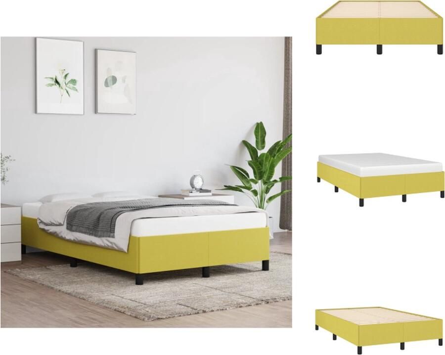 VidaXL Bedframe Groen 203 x 123 x 35 cm Stof en Multiplex Duurzaam Ondersteunend Bed