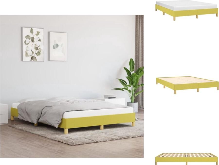 VidaXL Bedframe Groen 203 x 143 x 25 cm Multiplex lattenbodem Bed