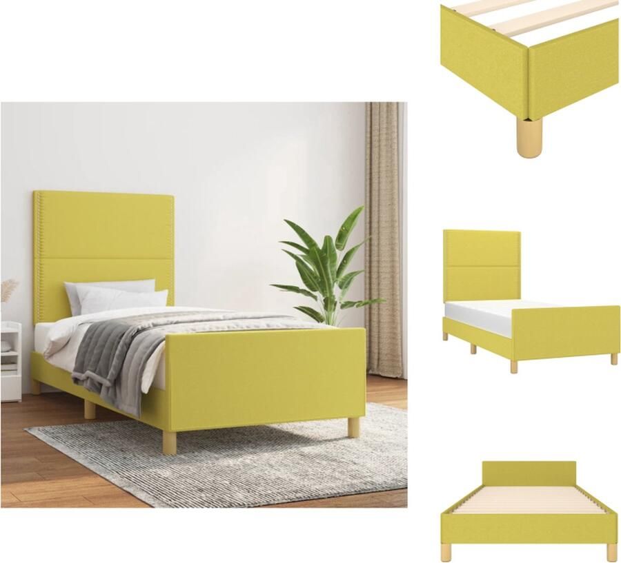VidaXL Bedframe Groen 203 x 83 x 118 128 cm Met verstelbaar hoofdeind Duurzaam materiaal Stabiele poten Multiplex lattenbodem Bed - Foto 2