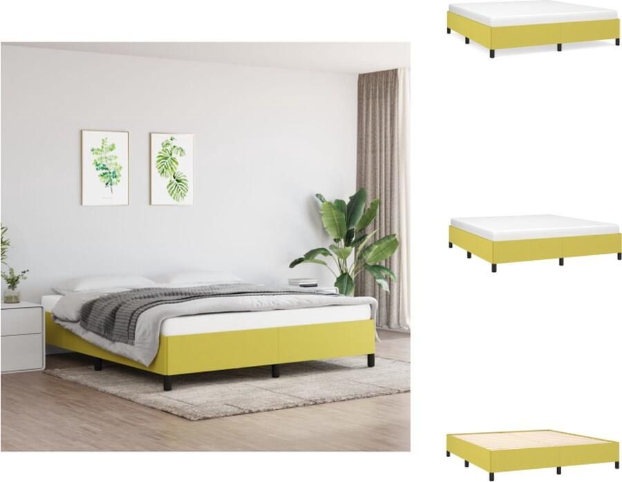 VidaXL Bedframe Groen 203x163x35 cm Ademend en Duurzaam Stabiele Poten Multiplex Lattenbodem Bed