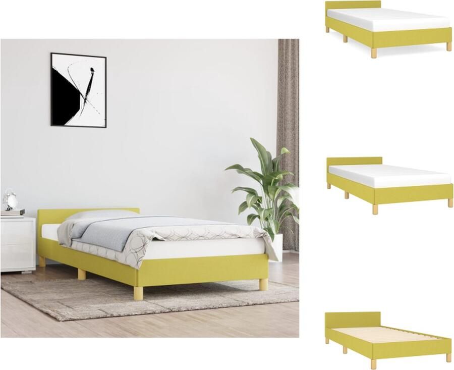 VidaXL Bedframe Met Hoofdeinde Bedframes Met Hoofdeindes Bed Slaapmeubel Bedframe met hoofdeinde zonder matras 80x200 cm stof groen