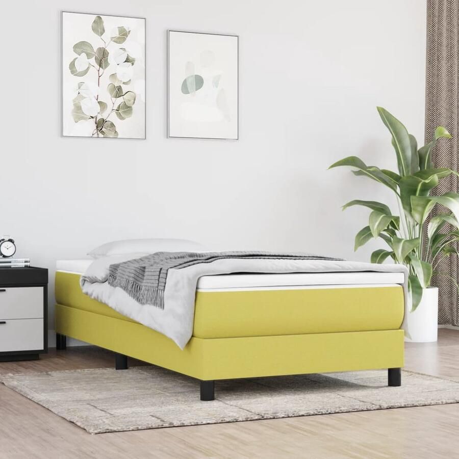 VidaXL Bedframe Groen 80x200 cm Stof Boxspring Frame Bedframe Groene Bedbank Slaapcomfort Tweepersoon Bed Stoffen Bedframe Houten Bedframe Multifunctioneel Bed Design Bed Moderne Bed - Foto 2