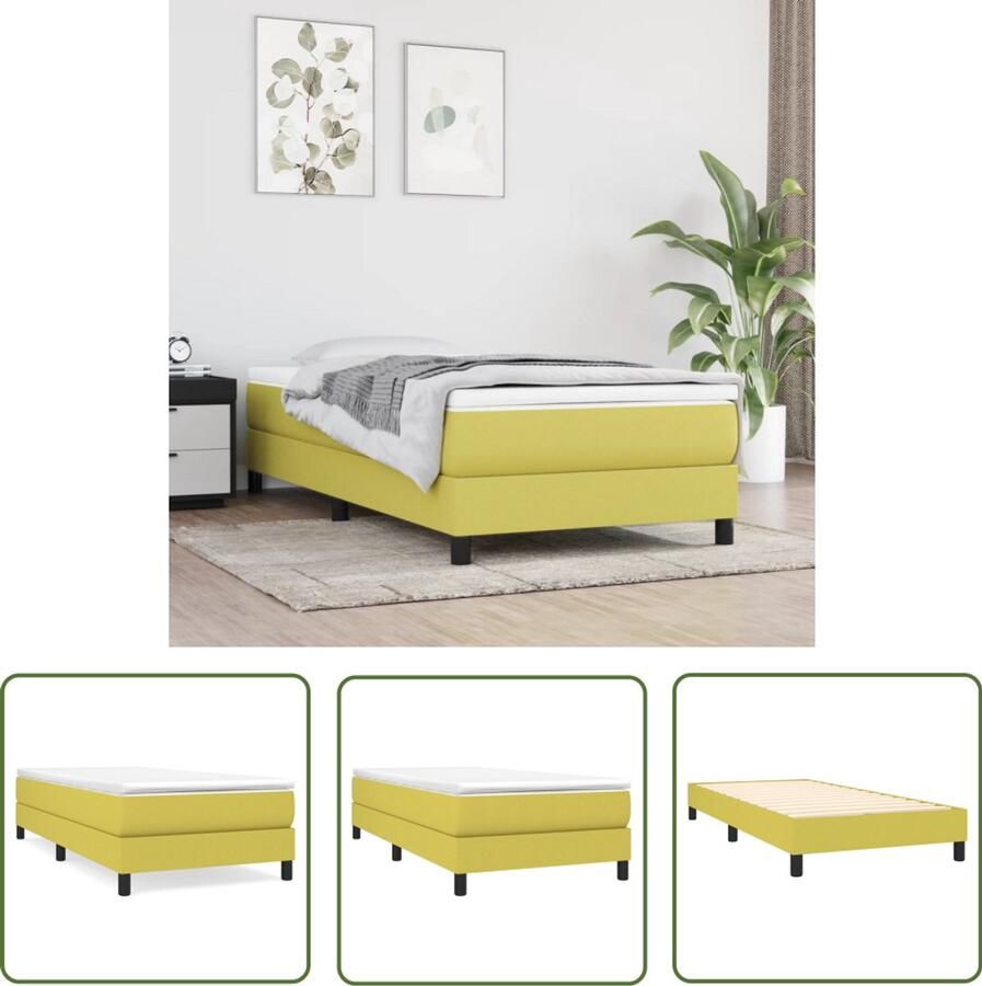 VidaXL Bedframe Groen 80x200 cm Stof Boxspring Frame Bedframe Groene Bedbank Slaapcomfort Tweepersoon Bed Stoffen Bedframe Houten Bedframe Multifunctioneel Bed Design Bed Moderne Bed