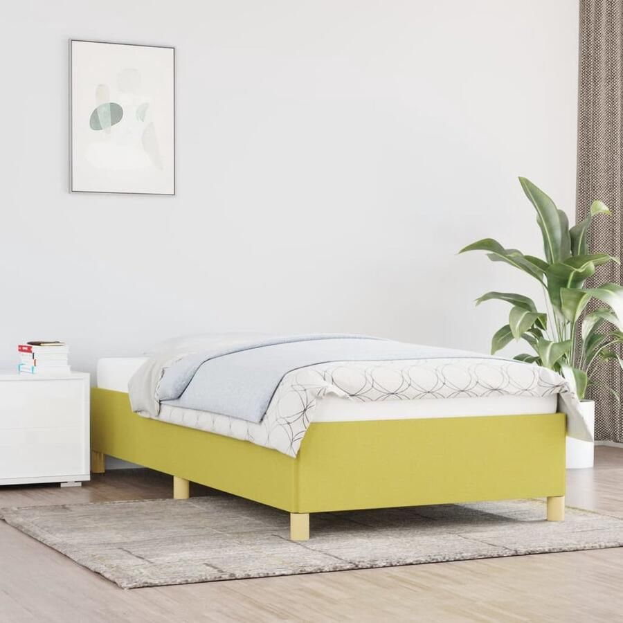 VidaXL Bedframe Stof Groen 80x200 cm Slaapkamerinrichting Bed Frame Tweepersoon Bed Houten Bed Stoffen Bed Groene Bed Multiplex Lattenbodem Boxspring Bed Comfortabel Bed Goedkope Bed - Foto 2