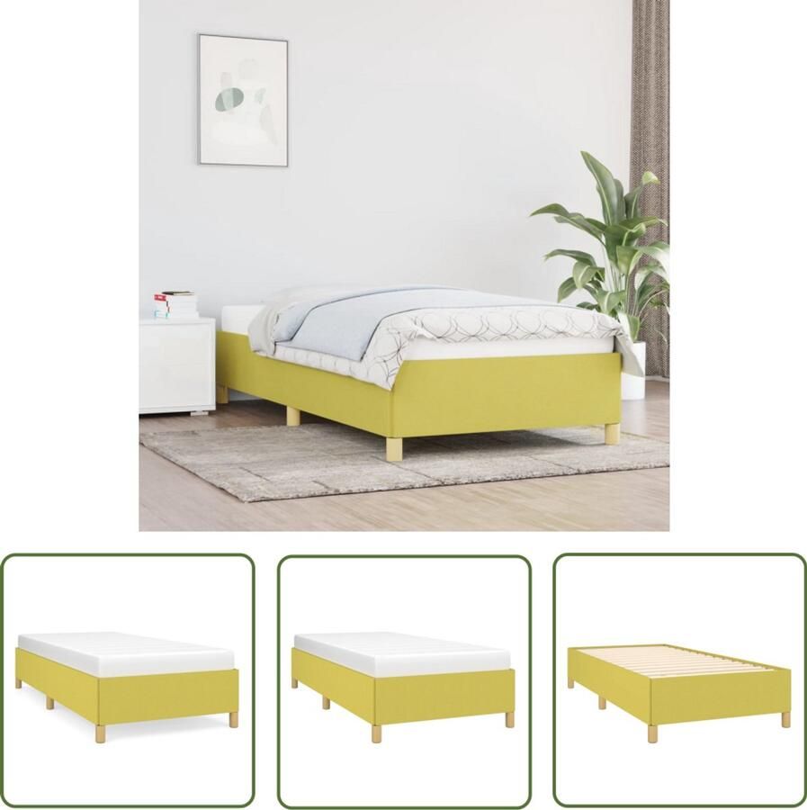 VidaXL Bedframe Groen 90x190 cm Stof Slaapkamerinrichting Bed Frame Stof Bedframe Groene Bedframe Tweepersoons Bed Compact Bed Modern Bed Design Bed Multifunctioneel Bed Comfortabel Bed Goedkope Bed Frames