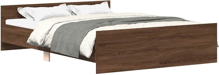 VidaXL -Bedframe-met-hoofd--en-voeteneinde-bruineikenkleurig-140x190-cm - Foto 3