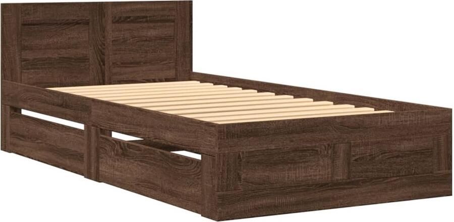 VidaXL Bedframe hoofdbord bewerkt hout bruin eikenkleurig 75x190 cm