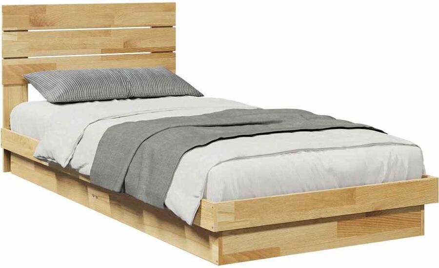 VidaXL Bedframe hoofdeinde zonder matras 100x200 cm massief hout eiken