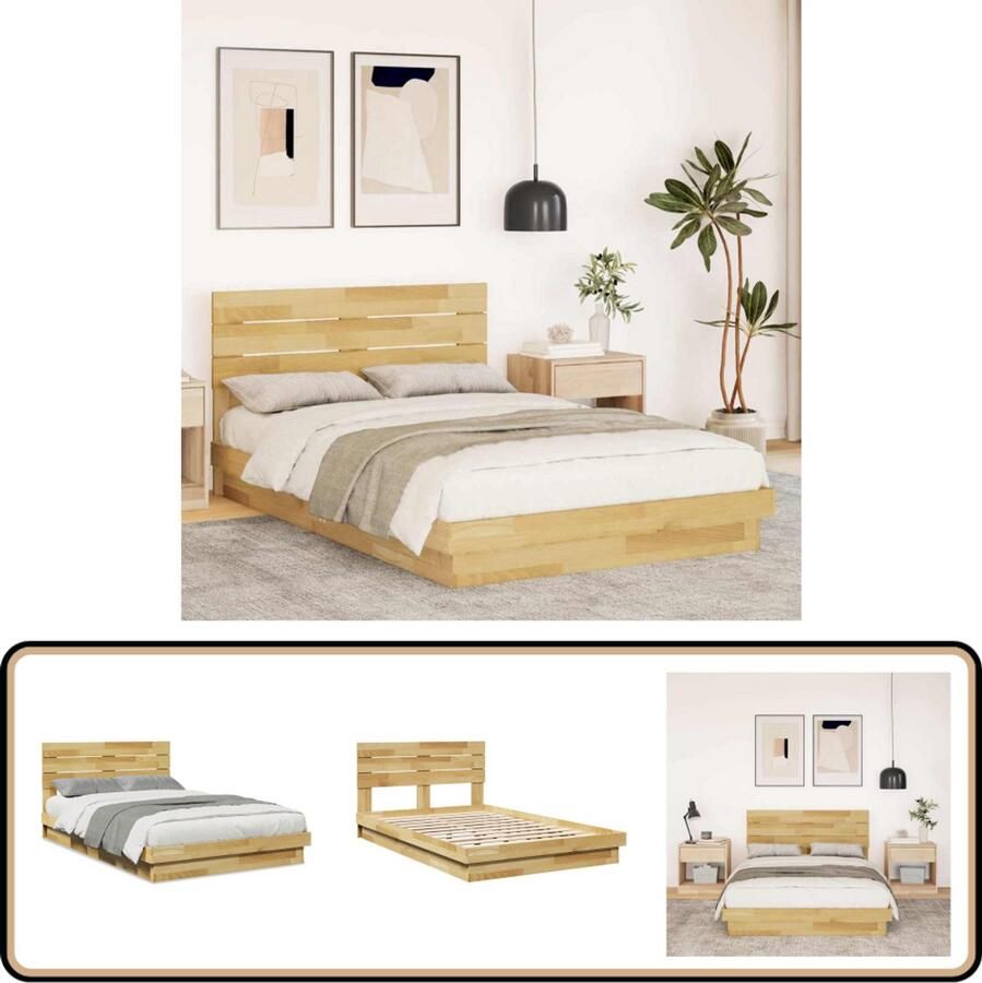 VidaXL Bedframe hoofdeinde zonder matras 120x200 cm massief hout eiken