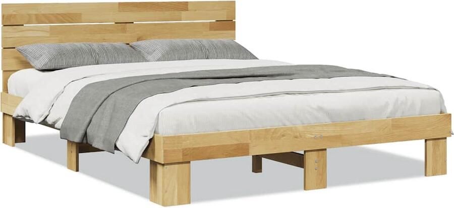 VidaXL Bedframe hoofdeinde zonder matras 135x190 cm massief hout eiken
