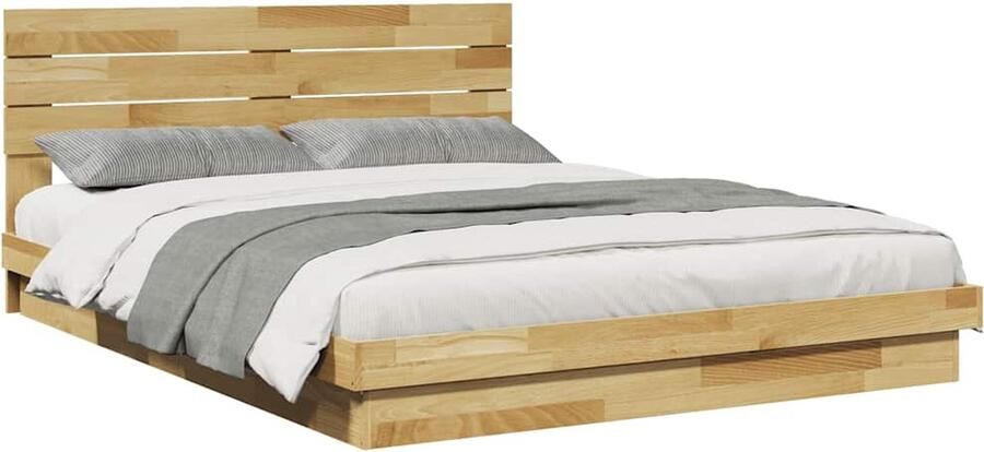 VidaXL Bedframe hoofdeinde zonder matras 135x190 cm massief hout eiken