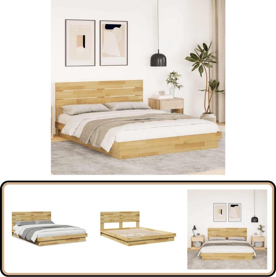 VidaXL Bedframe hoofdeinde zonder matras 140x200 cm massief hout eiken