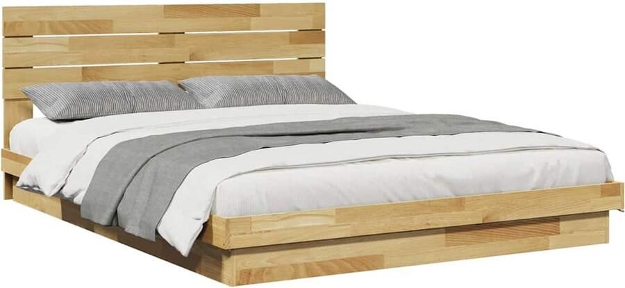 VidaXL Bedframe hoofdeinde zonder matras 140x200 cm massief hout eiken