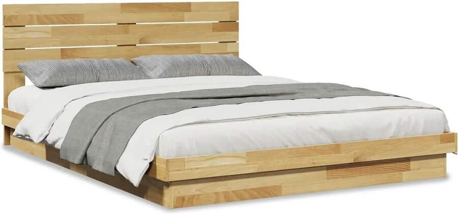 VidaXL Bedframe hoofdeinde zonder matras 150x200 cm massief hout eiken