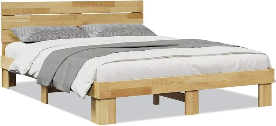 VidaXL Bedframe hoofdeinde zonder matras 150x200 cm massief hout eiken