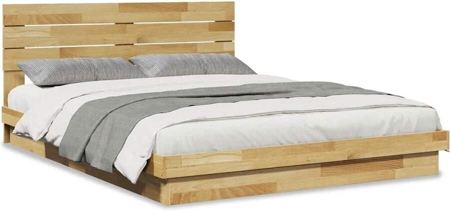 VidaXL Bedframe hoofdeinde zonder matras 160x200 cm massief eikenhout