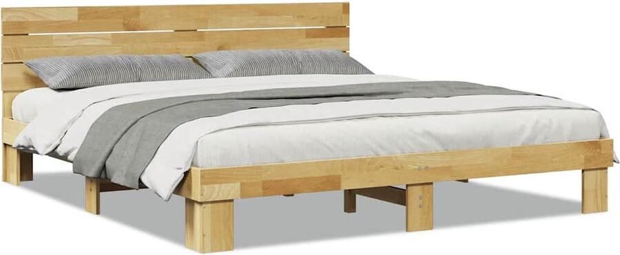 VidaXL Bedframe hoofdeinde zonder matras 200x200 cm massief hout eiken