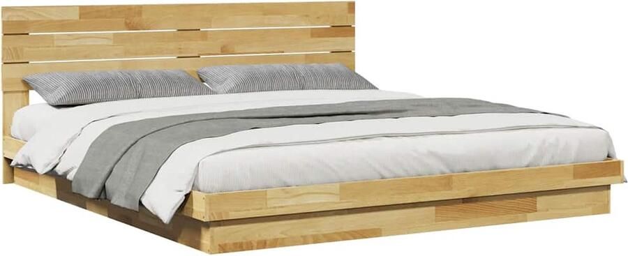 VidaXL Bedframe hoofdeinde zonder matras 180x200 cm massief hout eiken