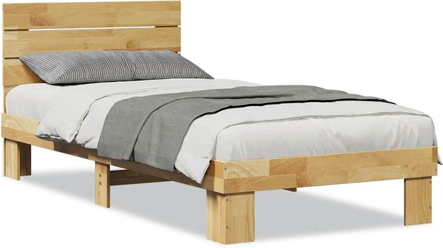 VidaXL Bedframe hoofdeinde zonder matras 80x200 cm massief hout eiken