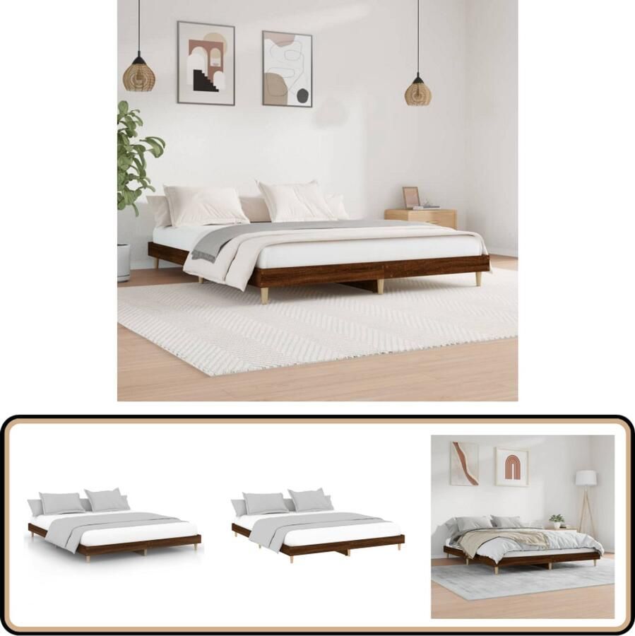 VidaXL Bedframe Hout Bruin Eikenkleur 160x200 cm Bruin Houten Bed Frame Tweepersoons Bed Frame Kopen Slaapcomfort Luxe Bed Frame Design Bed Frame