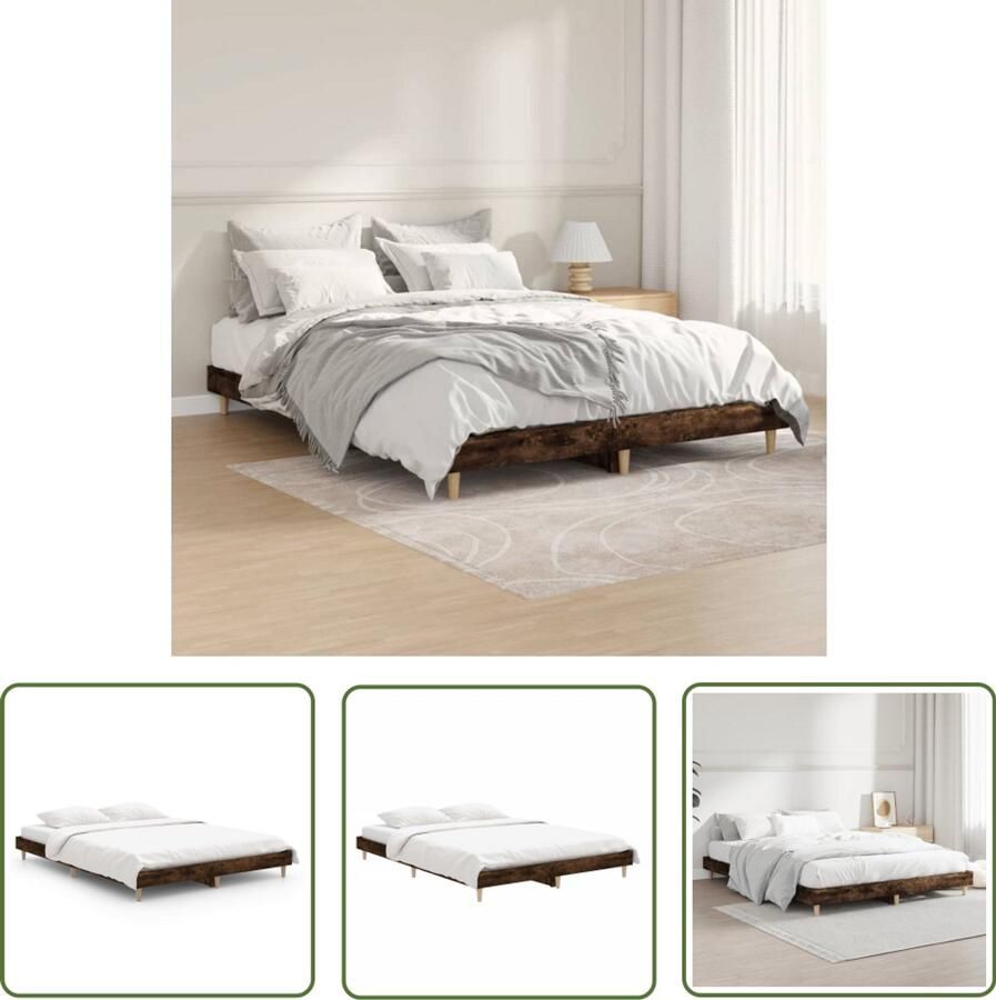 VidaXL Bedframe Hout Gerookt Eikenkleur 140x190 cm Bed Frame Houten Bed Bruine Bed Tweepersoons Bed Boxspring Bed King Size Bed Queen Size Bed Rustieke Bed Modern Bed Design Bed