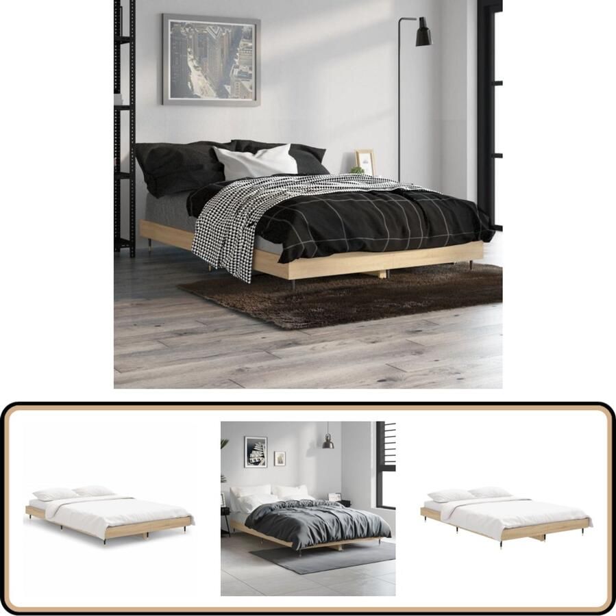 VidaXL Bedframe Hout Sonoma Eiken 120x190 cm Bedframe Houten Bedframe Sonoma Eiken Tweepersoons Bed Boxspring Bed Bedbank