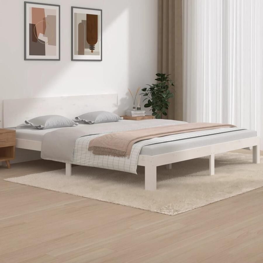 VidaXL Bedframe Hout Wit 180x200 cm Bedframe Houten Bed Grenenhouten Bed Wit Bed King Size Bed Slaapcomfort Modern Design - Foto 2
