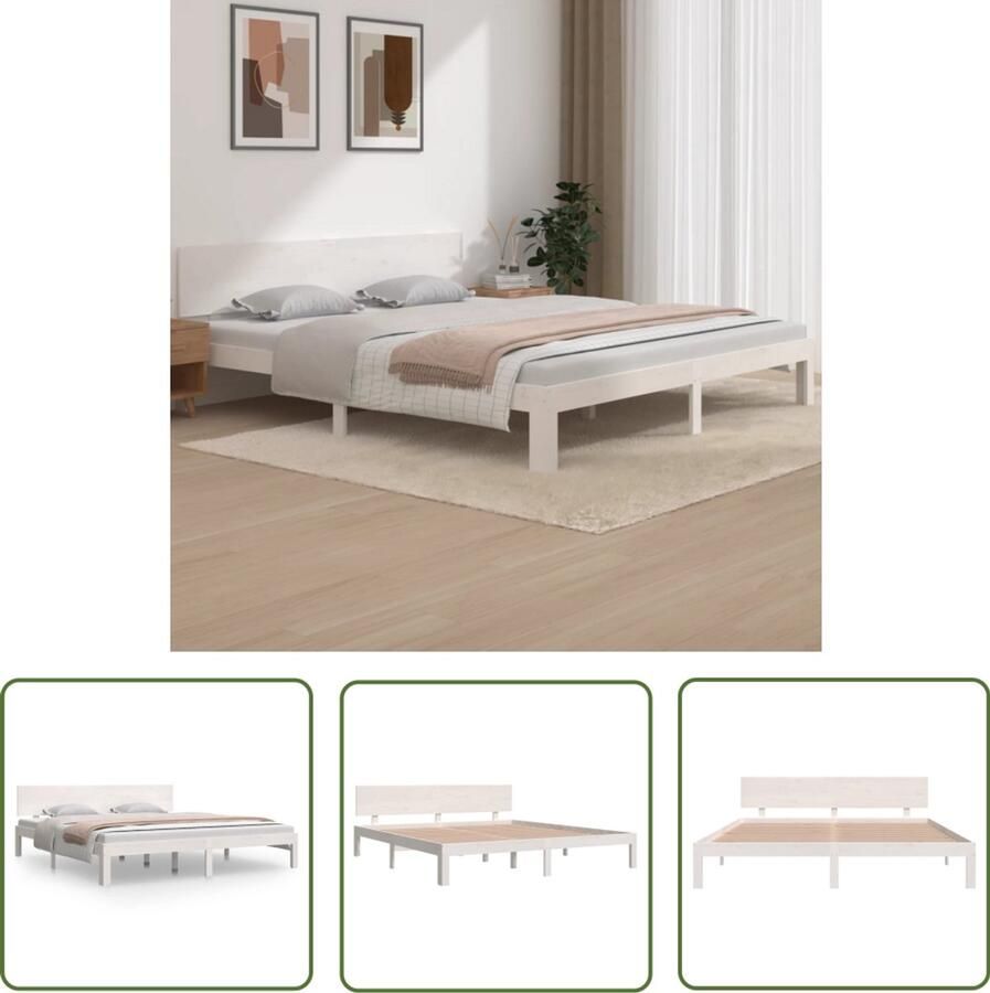 VidaXL Bedframe Hout Wit 180x200 cm Bedframe Houten Bed Grenenhouten Bed Wit Bed King Size Bed Slaapcomfort Modern Design
