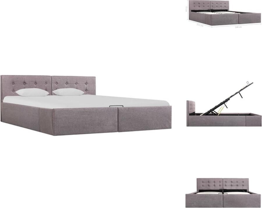 VidaXL Bedframe Bedframes Bed Bedden Bedframe met hydraulische opslag stof taupe 160x200 cm - Foto 3