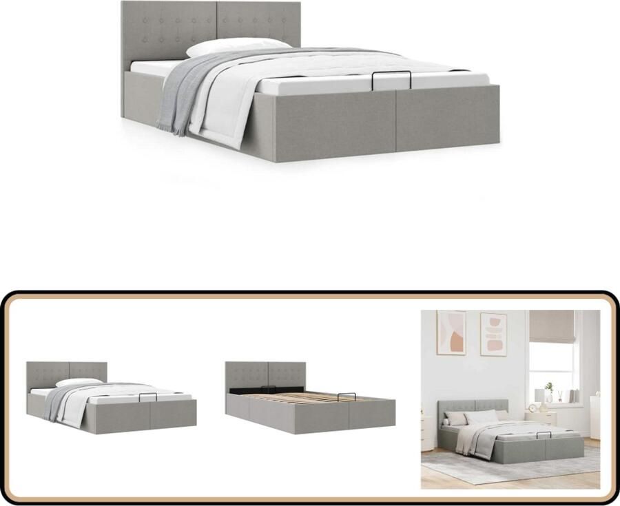 VidaXL Bedframe Hydraulische opslag 120x200 cm Hydraulisch Bedframe Stof Bedframe Boxspring Bed Opbergbed Tweepersoonsbed