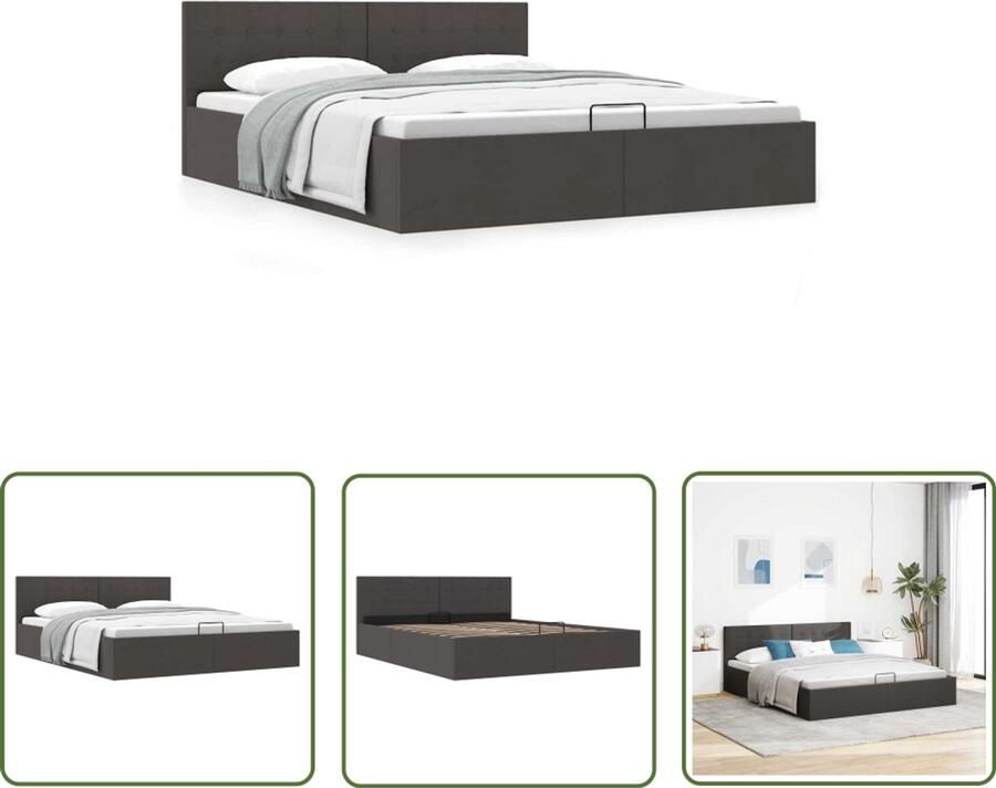 VidaXL Bedframe Hydraulische Opslag 180x200 cm Stoffen Bedframe Hydraulisch Bed Boxspring Bed Opbergbed Donkere Kleuren Meubels Grijs Bed Slaapkamerstijlen