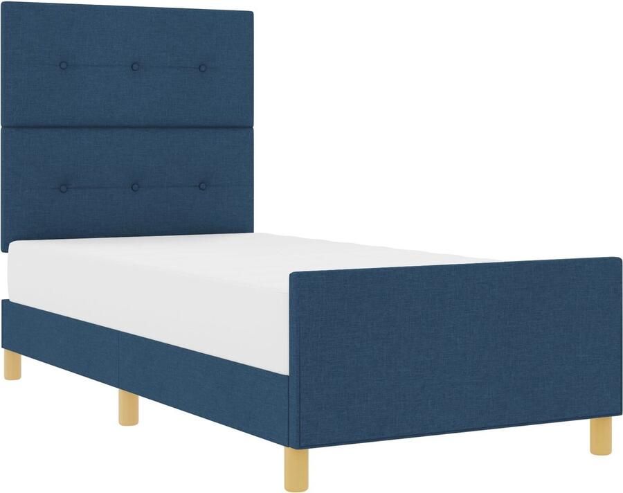 VidaXL Bedframe met hoofdeinde Blauw 90 x 200 cm Stof - Foto 2