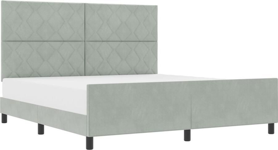 VidaXL Bedframe met hoofdeinde Lichtgrijs 180 x 200 cm Fluweel - Foto 2