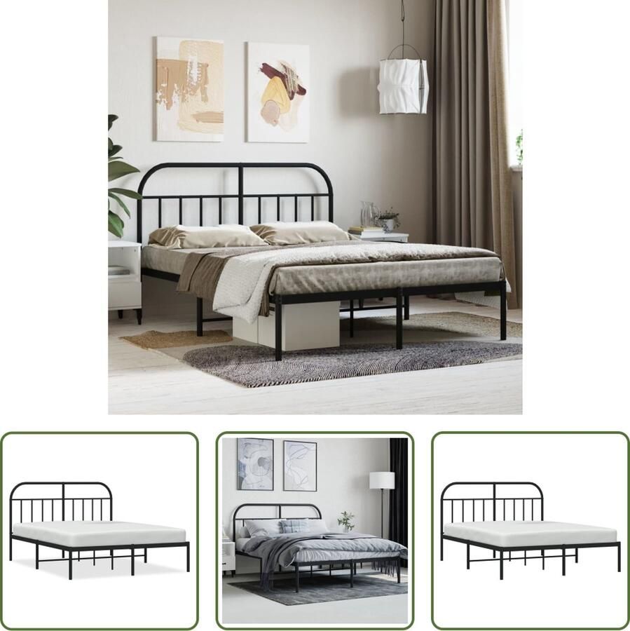VidaXL The Living Store Bedframe Klassiek Metaal 207 x 156 x 100 cm Zwart