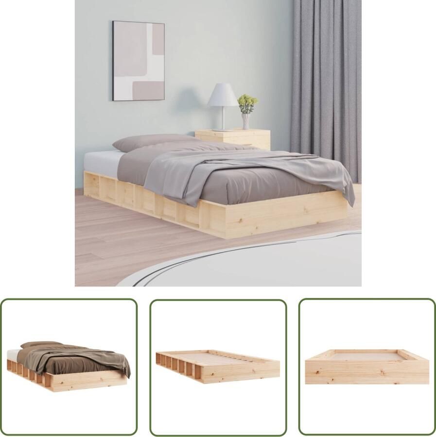 The Living Store Bedframe Grenenhout 192.5 x 138 x 21 cm Stabiel en Ruimtebesparend Massief Grenenhout Bedframe Klein Bedframe Design Stabiele Bedbodems Budget Vriendelijk Bedframe