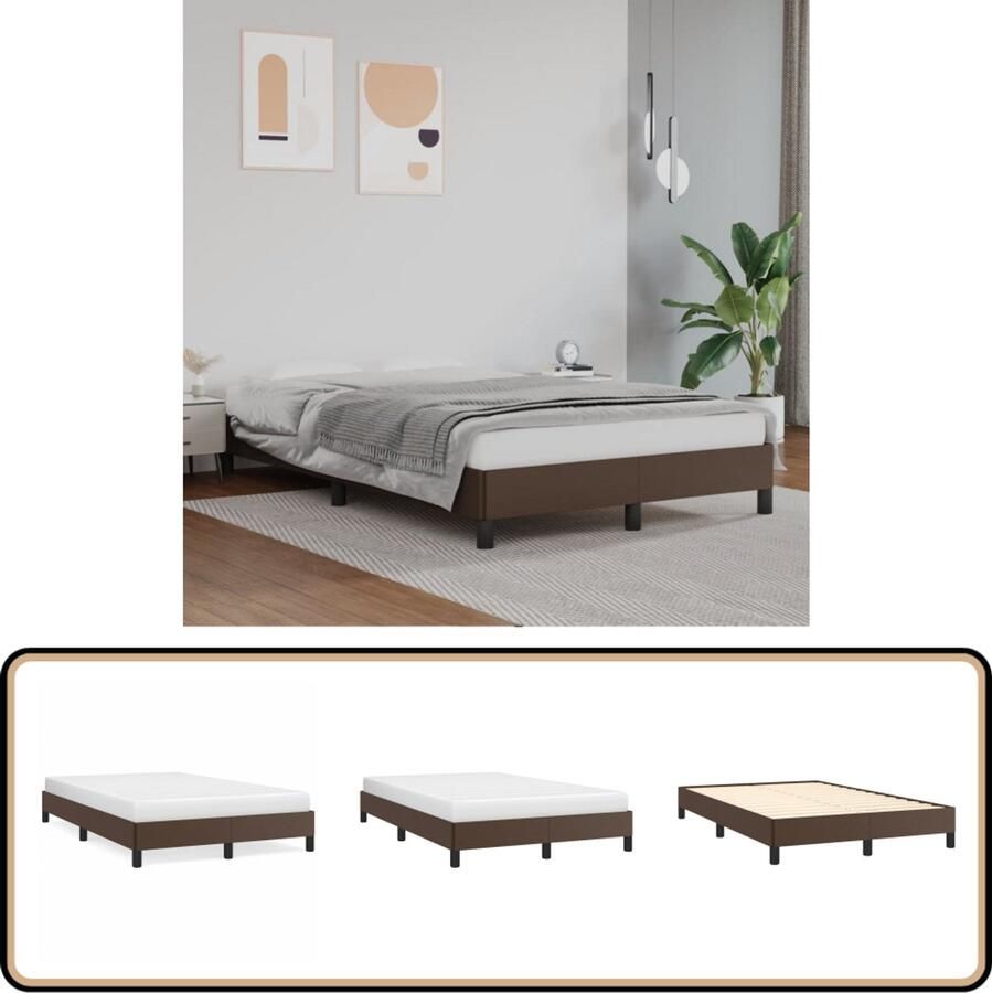VidaXL Bedframe Kunstleer 120x200 cm Bruin Bedframe Houten Bedframe Kunstleder Bedframe Slaap Comfort Boxspring Alternatief Enkelpersoon Bed Budget Bedframe