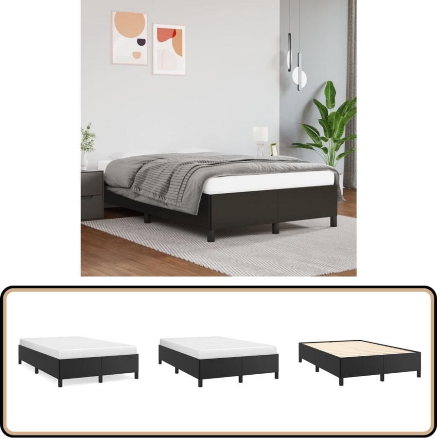 VidaXL Bedframe Kunstleer 120x200 cm Zwart Bed Frame Boxspring Frame Tweepersoons Bed Zwarte Bedbank Design Bed