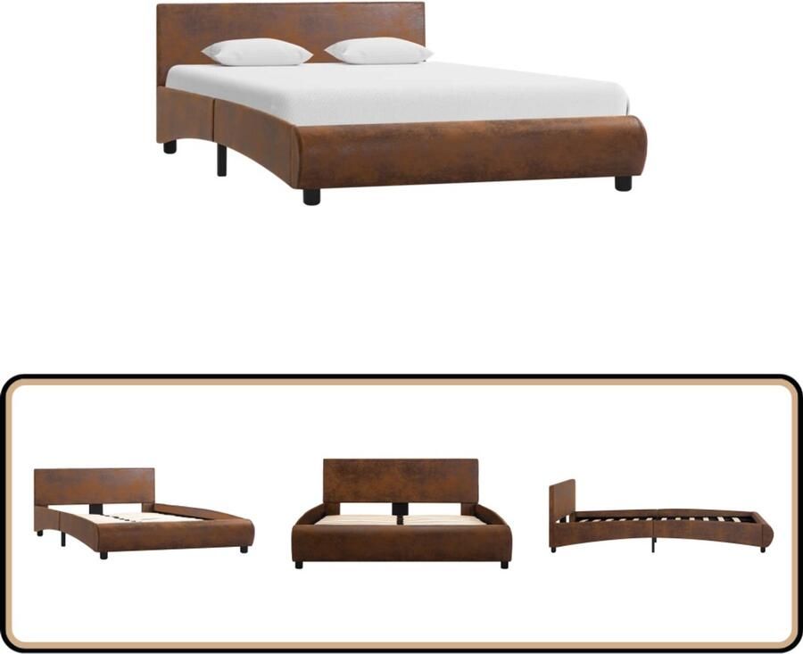 VidaXL Bedframe Kunstleer Bruin 120x200 cm Kunstleder Bed Bruine Bedbank Tweepersoons Bed Boxspring Bed Staal Bedframe