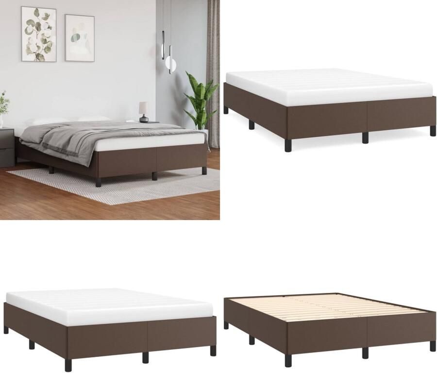 VidaXL Bedframe kunstleer bruin 140x200 cm Bedframe Bedframes Bed Slaapmeubel