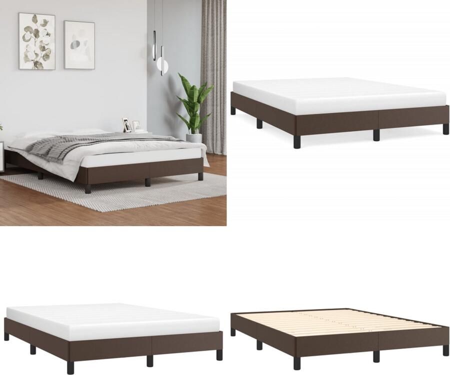VidaXL Bedframe kunstleer bruin 140x200 cm Bedframe Bedframes Bed Slaapmeubel